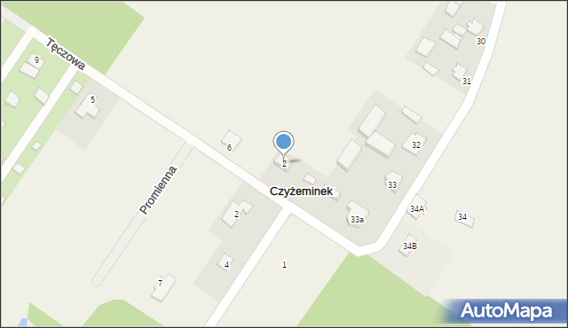 Czyżeminek, Tęczowa, 2, mapa Czyżeminek