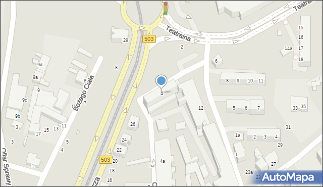 Elbląg, Teatralna, 4, mapa Elbląga