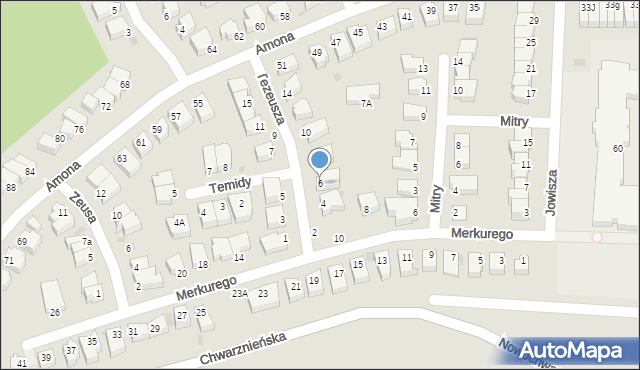 Gdynia, Tezeusza, 6, mapa Gdyni