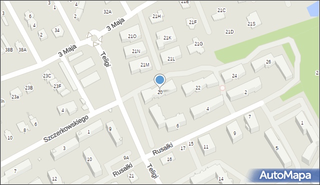 Grodzisk Mazowiecki, Teligi Leonida, 20, mapa Grodzisk Mazowiecki