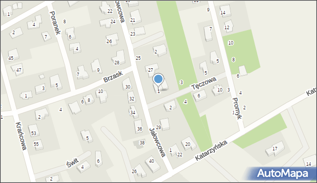 Gruszczyn, Tęczowa, 1, mapa Gruszczyn