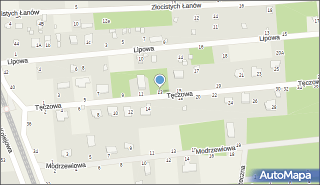 Jeziórko, Tęczowa, 13, mapa Jeziórko