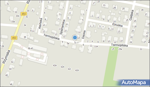 Kalisz, Termopilska, 7, mapa Kalisza