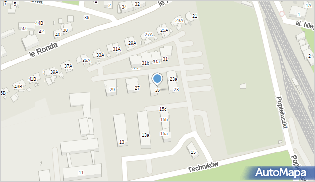 Katowice, Techników, 25, mapa Katowic