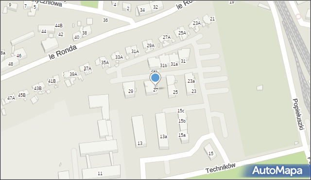 Katowice, Techników, 27, mapa Katowic