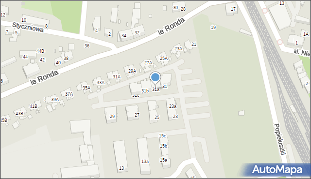 Katowice, Techników, 31a, mapa Katowic