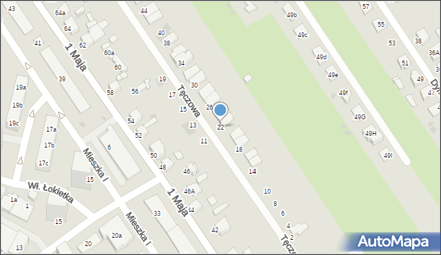 Knurów, Tęczowa, 22, mapa Knurów