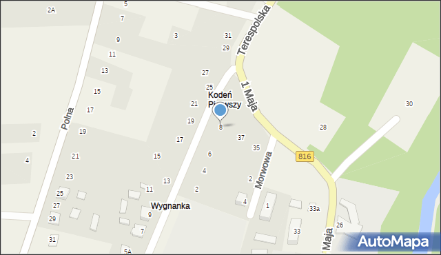 Kodeń, Terespolska, 8, mapa Kodeń