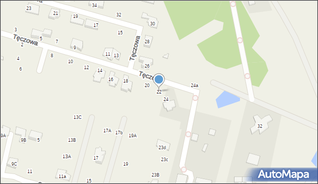 Komorów, Tęczowa, 22, mapa Komorów