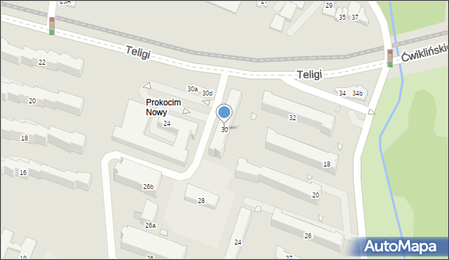 Kraków, Teligi Leonida, 30, mapa Krakowa