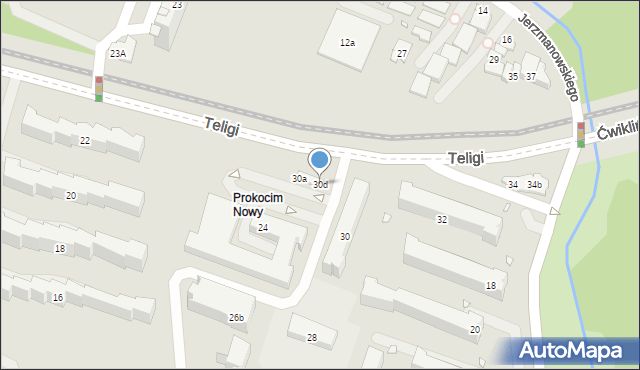 Kraków, Teligi Leonida, 30d, mapa Krakowa