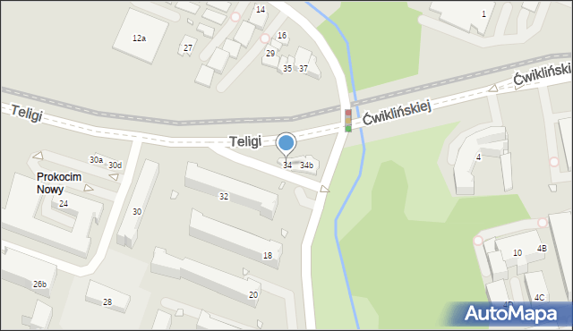 Kraków, Teligi Leonida, 34, mapa Krakowa