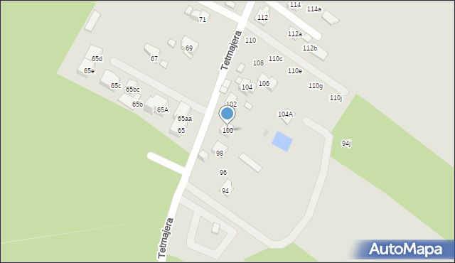 Kraków, Tetmajera Włodzimierza, 100, mapa Krakowa