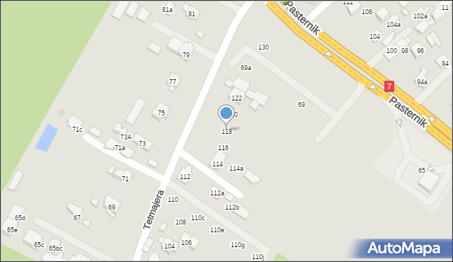 Kraków, Tetmajera Włodzimierza, 118, mapa Krakowa