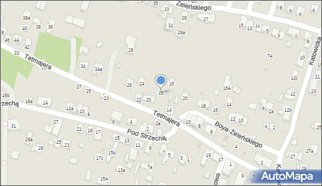 Kraków, Tetmajera Włodzimierza, 18, mapa Krakowa