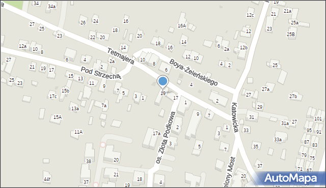 Kraków, Tetmajera Włodzimierza, 19, mapa Krakowa