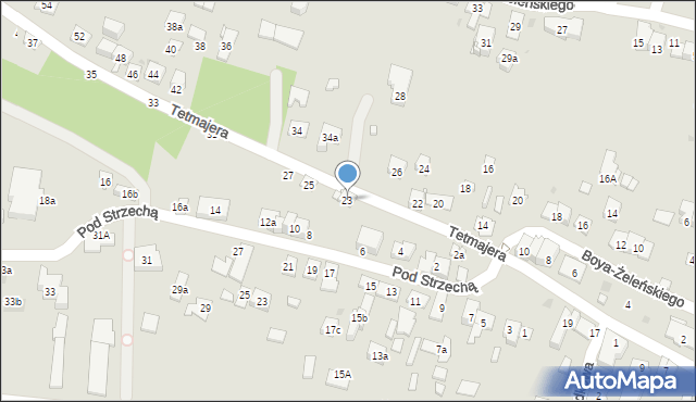 Kraków, Tetmajera Włodzimierza, 23, mapa Krakowa