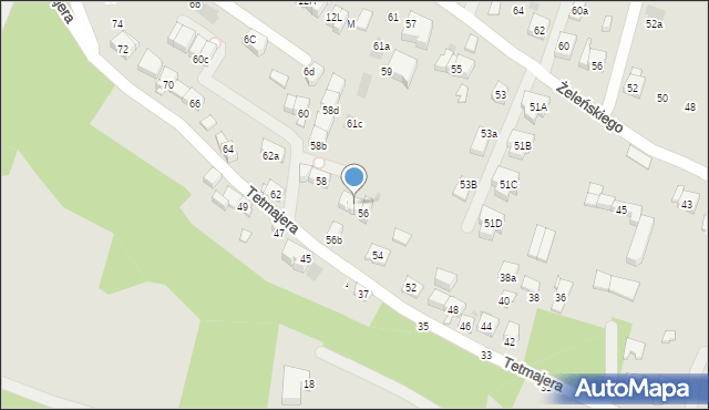 Kraków, Tetmajera Włodzimierza, 56a, mapa Krakowa