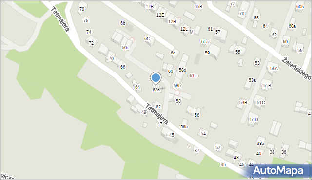 Kraków, Tetmajera Włodzimierza, 62a, mapa Krakowa