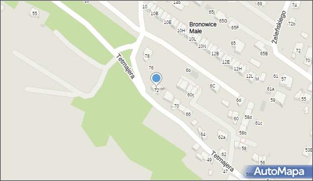 Kraków, Tetmajera Włodzimierza, 72, mapa Krakowa