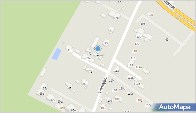 Kraków, Tetmajera Włodzimierza, 73, mapa Krakowa