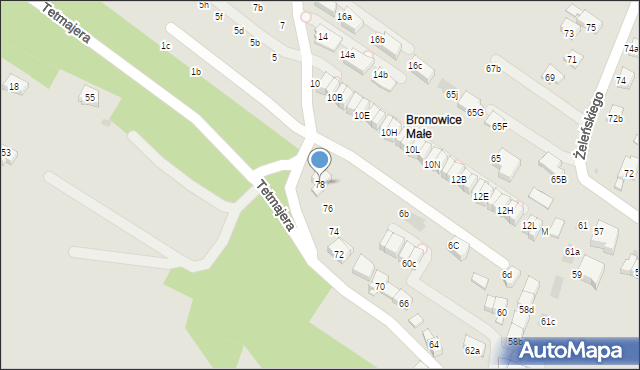 Kraków, Tetmajera Włodzimierza, 78, mapa Krakowa