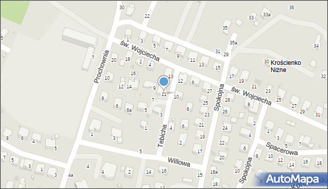 Krosno, Tebicha Piotra, 11, mapa Krosna