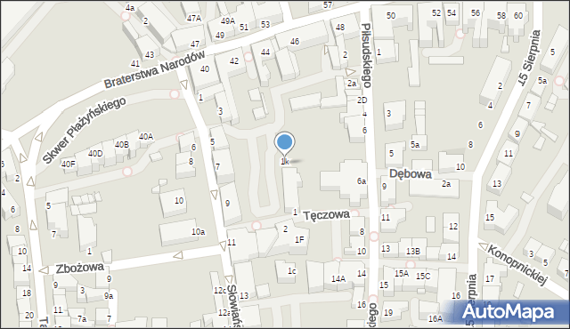 Kwidzyn, Tęczowa, 1k, mapa Kwidzyn