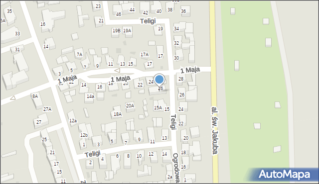 Łeba, Teligi Leonida, 15b, mapa Łeba