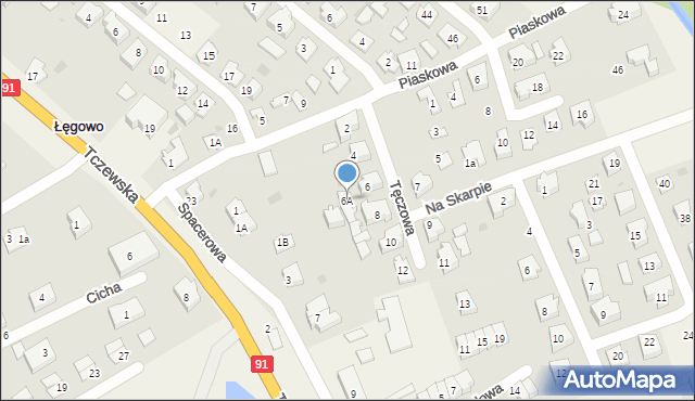 Łęgowo, Tęczowa, 6A, mapa Łęgowo