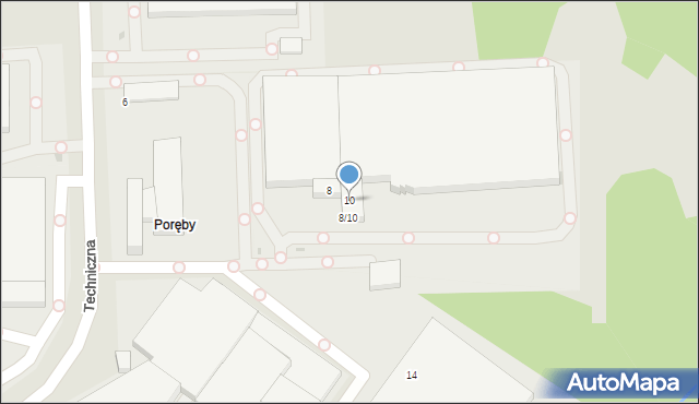 Łódź, Techniczna, 10, mapa Łodzi