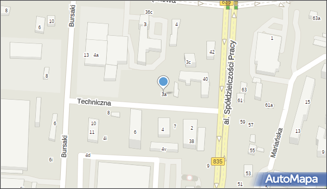 Lublin, Techniczna, 3a, mapa Lublina