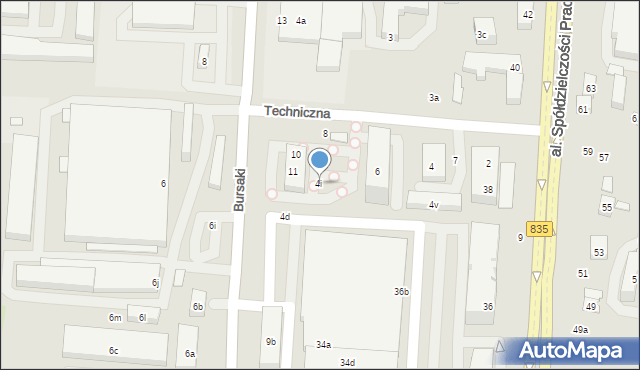 Lublin, Techniczna, 4i, mapa Lublina