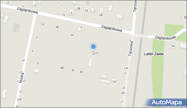 Lublin, Tęczowa, 11, mapa Lublina