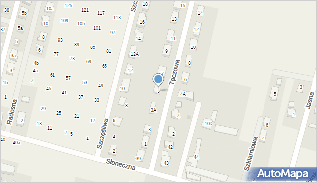 Lutynia, Tęczowa, 5, mapa Lutynia