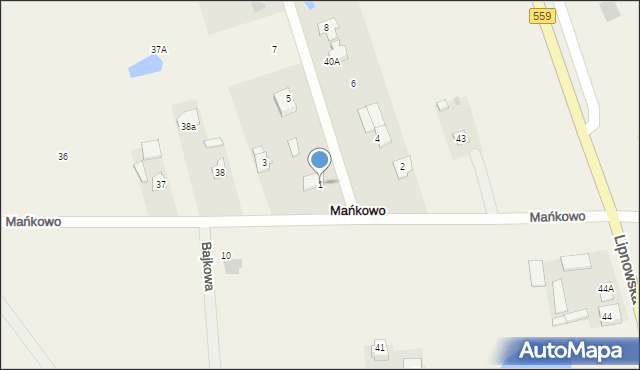 Mańkowo, Tęczowa, 1, mapa Mańkowo