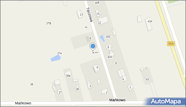 Mańkowo, Tęczowa, 7, mapa Mańkowo