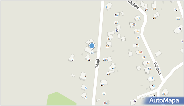 Mielec, Teligi, 13, mapa Mielca