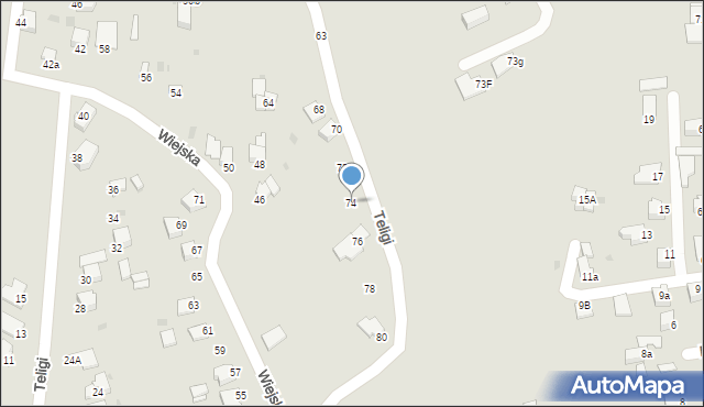 Mielec, Teligi, 74, mapa Mielca