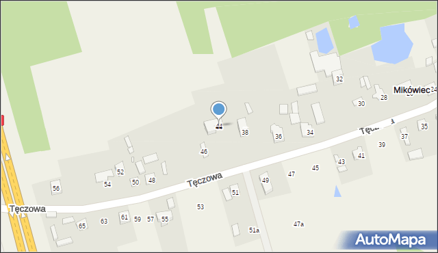 Mikówiec, Tęczowa, 44, mapa Mikówiec