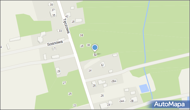 Nowe Budy, Tęczowa, 34, mapa Nowe Budy