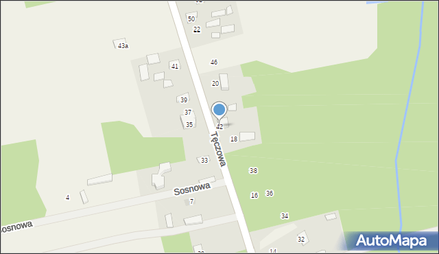 Nowe Budy, Tęczowa, 42, mapa Nowe Budy