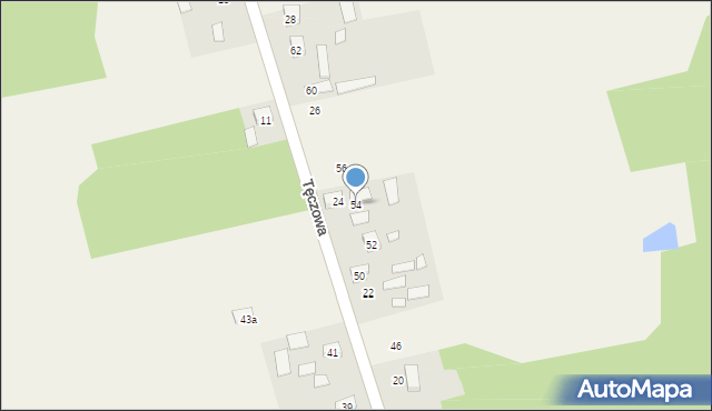 Nowe Budy, Tęczowa, 54, mapa Nowe Budy