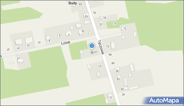 Nowe Budy, Tęczowa, 59, mapa Nowe Budy