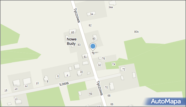 Nowe Budy, Tęczowa, 78, mapa Nowe Budy