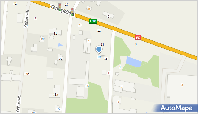 Nowy Konik, Terespolska, 19, mapa Nowy Konik