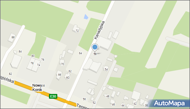 Nowy Konik, Terespolska, 58, mapa Nowy Konik