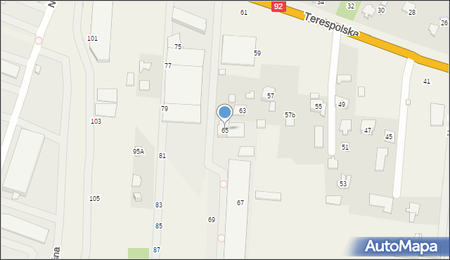Nowy Konik, Terespolska, 65, mapa Nowy Konik