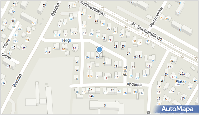 Nowy Sącz, Teligi Leonida, 22, mapa Nowego Sącza