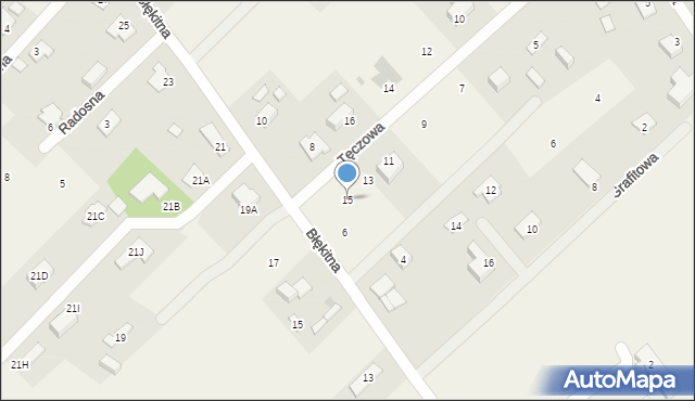 Odrano-Wola, Tęczowa, 15, mapa Odrano-Wola